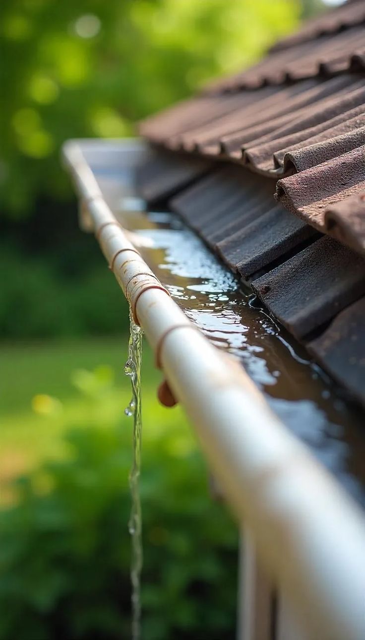 Close-up of a old damaged gutters_